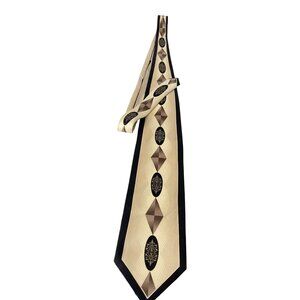 Vintage Forte 100% Silk Tie Geometric Rockabilly Disco Kipper Korea